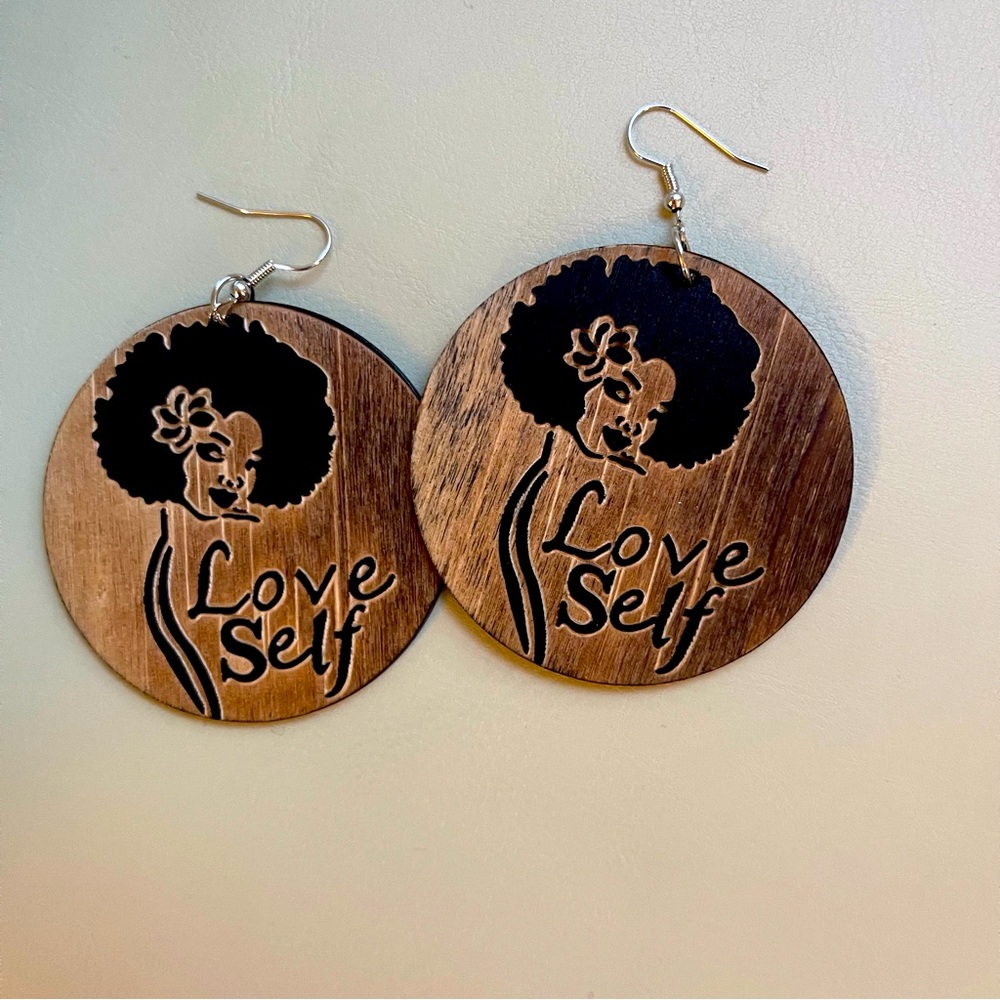 African Themed Handmade & Painted Fashion Wooden Earrings